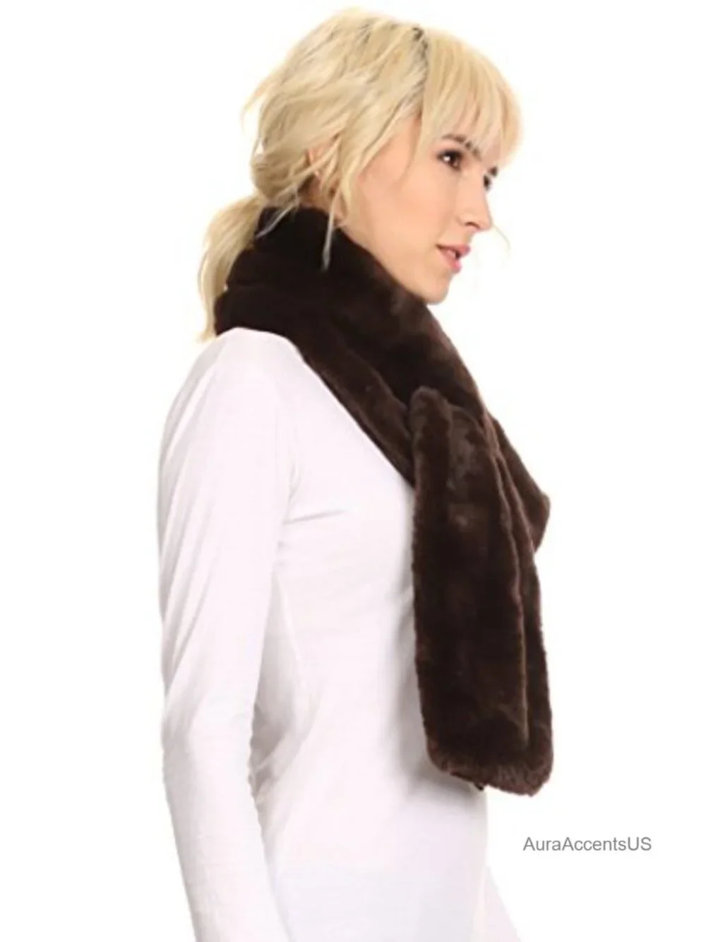 Faux Fur Loop Scarf Wrap Long Rectangle Warm Cozy Winter